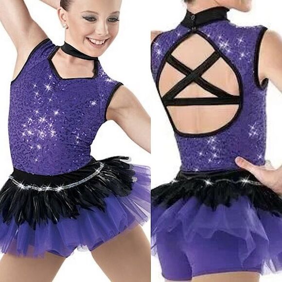 WEISSMAN Dance Costume purple sassy sequin tutu Glamorous 7955 Child LC - Picture 1 of 9